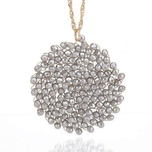 Crystal Pendant Circle Disc Necklace for Women